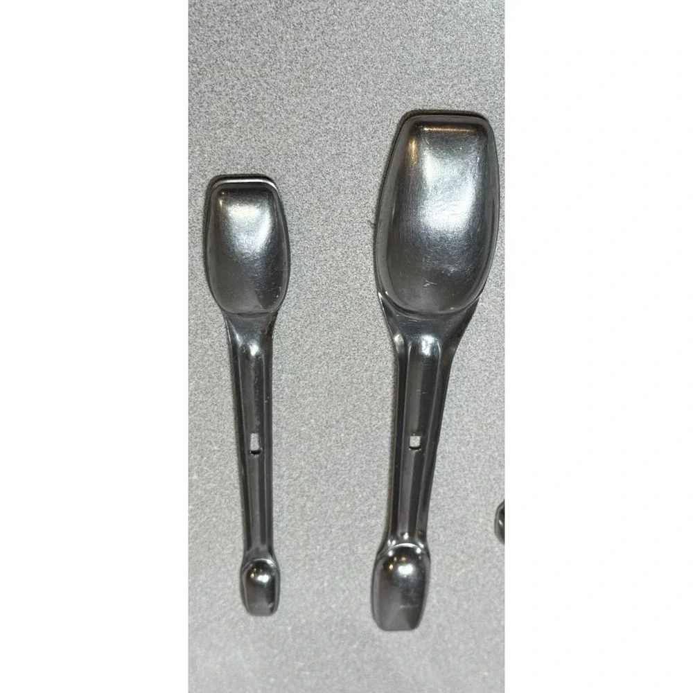 Vintage Foley Measuring Spoons Locking Nesting Double End‎ Stainless Steel Set 2